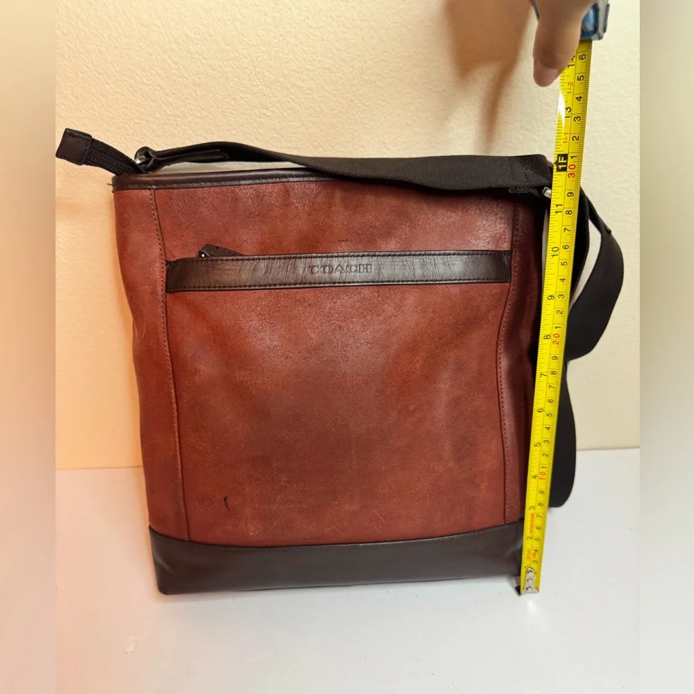 Coach Camden Leather Tech Crossbody Bag in Rust Brown